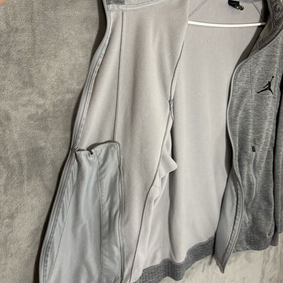 Air Jordan Nike Hoodie Men 2XL Gray Full Zip Fleece Flight Therma Fit 688525 - Picture 5 of 11